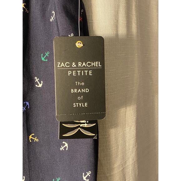 Zac & Rachel women’s dk blue with multi colored anchors crop pants size 6P - Picture 3 of 13